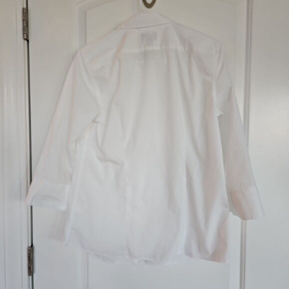 Lands' End Wrinkle Free Broadcloth White 3/4 Sleeve Buttoned Shirt Womens Sz 10 - Picture 6 of 11